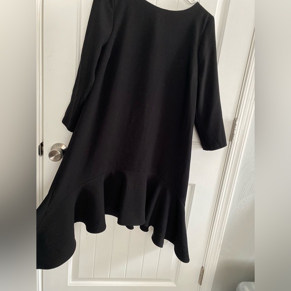 River Island River 3/4 Sleeve Hanky Hem Swing Dress, black, size US 8/ UK 12 - Picture 5 of 11